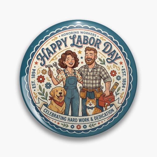 Item preview, Vintage Happy Labor Day emblem: celebrating hard work and dedication. designed and sold by FootprintofLove.