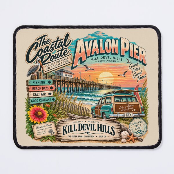 Item preview, Avalon Pier Kill Devil Hills Retro designed and sold by The Coastal Route.