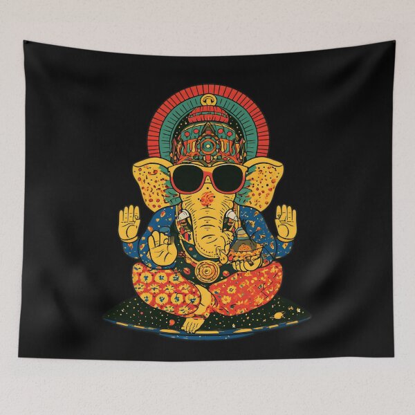 Item preview, Cool Elephant Blessing Pose Black UFO Red Sunglasses Pop Art designed and sold by PANNARUK THAILAND.