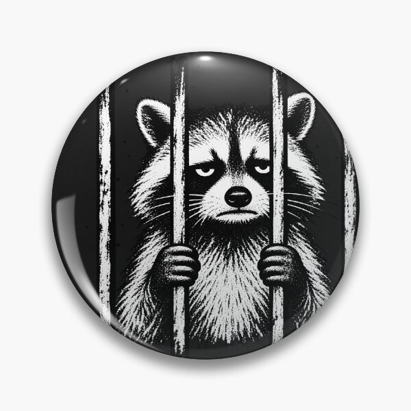 Item preview, Grumpy Got Too Silly Raccoon Behind Bars designed and sold by Lozarux.