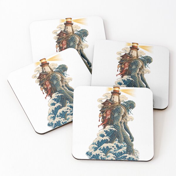 Item preview, Japanese Ocean Guardian Lighthouse Giant – Ukiyo-e Sea Warrior Art designed and sold by Substance_life.