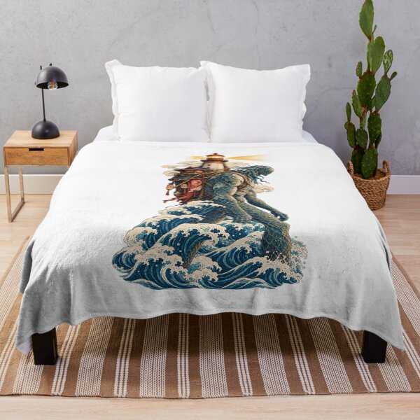 Item preview, Japanese Ocean Guardian Lighthouse Giant – Ukiyo-e Sea Warrior Art designed and sold by Substance_life.
