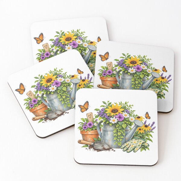 Item preview, Watering can with flowers  designed and sold by Julie Leisure Gardening.