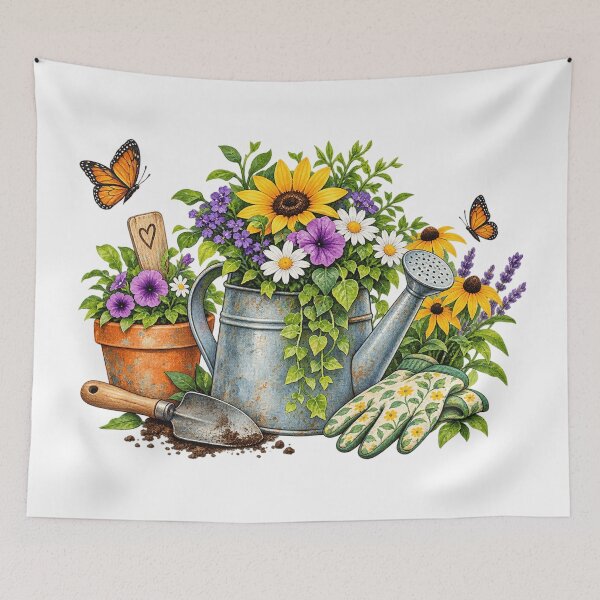 Item preview, Watering can with flowers  designed and sold by Julie Leisure Gardening.