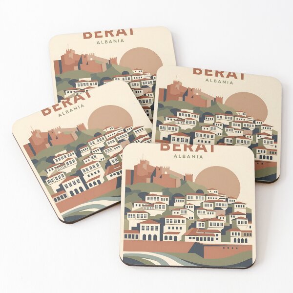 Item preview, Póster de viaje vintage de Berat, Albania - Lámina artística de la ciudad de las mil ventanas designed and sold by DuckOddity.
