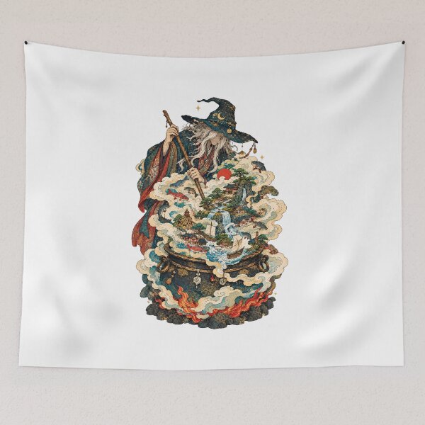 Item preview, The Cauldron of Dreams – Mystical Wizard Japanese Fantasy Art designed and sold by Substance_life.
