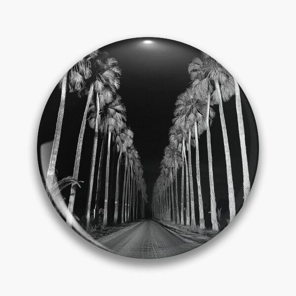Item preview, Palm Tree Road Tropical Night Monochrome Landscape Art designed and sold by inkoutninja.