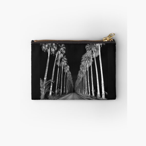 Item preview, Palm Tree Road Tropical Night Monochrome Landscape Art designed and sold by inkoutninja.