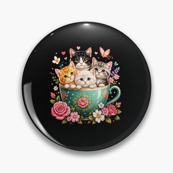 Item preview, Cute Kittens in Floral Teacup Whimsical Cat Lover Design designed and sold by MiALopezArt.