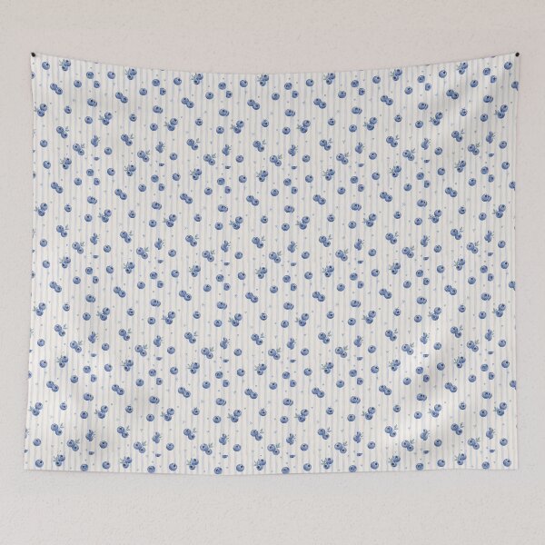 Item preview, Watercolor Blueberries on Blue Stripes designed and sold by Checkered Co.