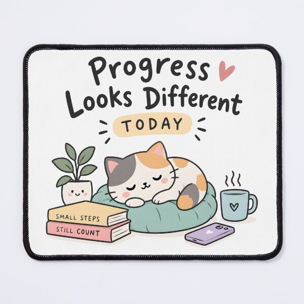 Item preview, ADHD Progress Looks Different Today Quote Cozy Kawaii Cat designed and sold by Marti’s Shop Corner.