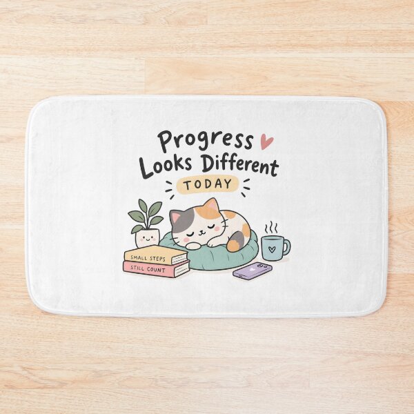 Item preview, ADHD Progress Looks Different Today Quote Cozy Kawaii Cat designed and sold by Marti’s Shop Corner.