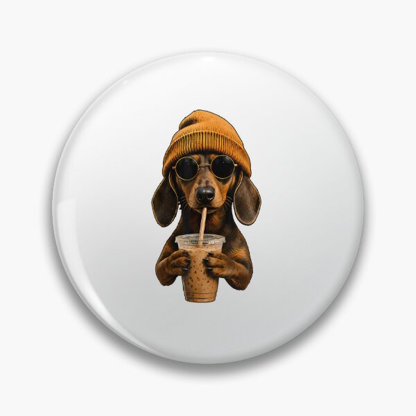 Item preview, Funny Dachshund Hipster Dog Wiener Dog Drinking Iced Coffe designed and sold by RealestInternet.