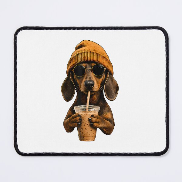 Item preview, Funny Dachshund Hipster Dog Wiener Dog Drinking Iced Coffe designed and sold by RealestInternet.
