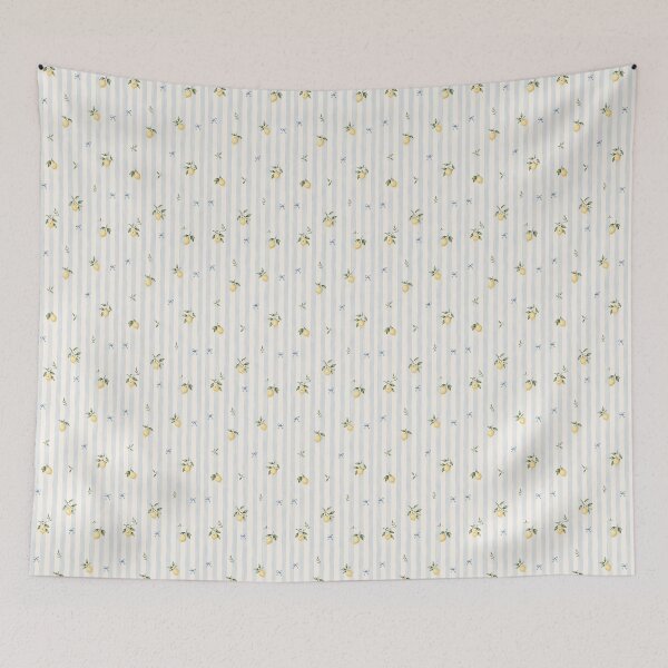 Item preview, Watercolor Lemons on Blue Stripes designed and sold by Checkered Co.