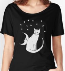 Moon Cat T-Shirt Women's Relaxed Fit T-Shirt