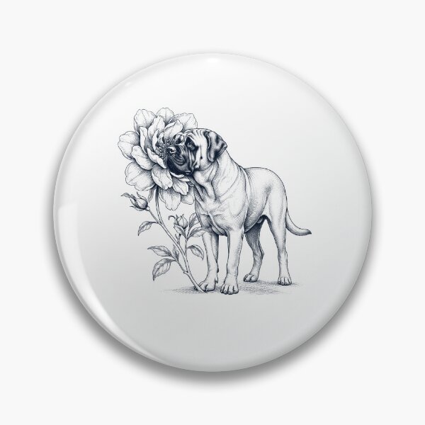 Artikelvorschau, Englische Mastiffs riechen Blumen Hundeliebhaber entworfen und verkauft von dian-rody-crest.