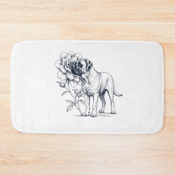 Artikelvorschau, Englische Mastiffs riechen Blumen Hundeliebhaber entworfen und verkauft von dian-rody-crest.