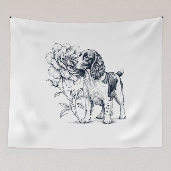 Item preview, Amante de los perros con olor a flores y del English Springer Spaniel designed and sold by dian-rody-crest.