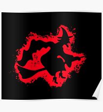 Witch cape red and black silhouette Poster