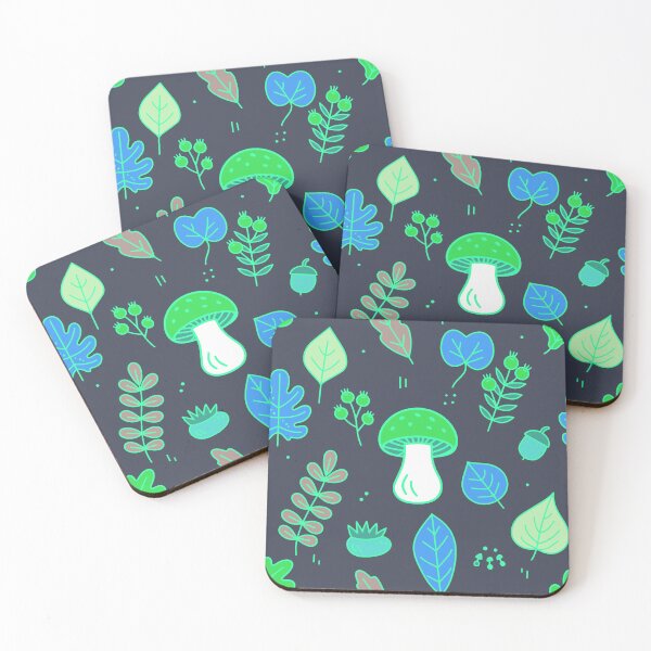 Item preview, Neon Fall Pattern - Mushroom and Leaves designed and sold by MZS Studio.