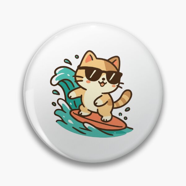 Item preview, Cool Surfer Cat - Kawaii Cartoon on the Wave designed and sold by Mardosi.