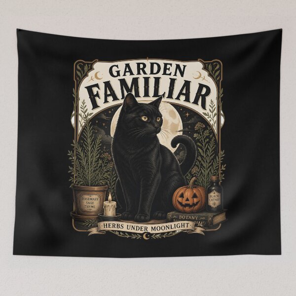 Item preview, Garden Familiar Black Cat Halloween Retro Poster designed and sold by LiviuGligoros.