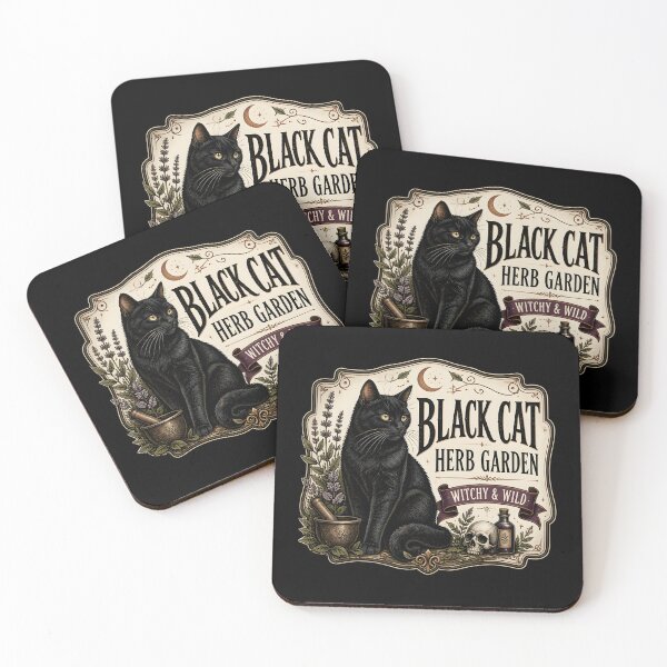 Item preview, Black Cat Herb Garden Black Cat Halloween Gothic Storybook Art designed and sold by LiviuGligoros.