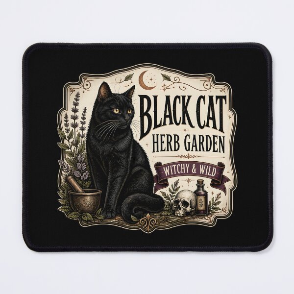 Item preview, Black Cat Herb Garden Black Cat Halloween Gothic Storybook Art designed and sold by LiviuGligoros.