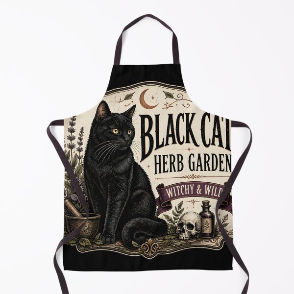 Item preview, Black Cat Herb Garden Black Cat Halloween Gothic Storybook Art designed and sold by LiviuGligoros.