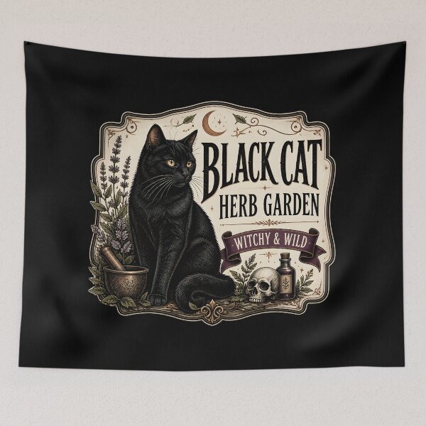 Item preview, Black Cat Herb Garden Black Cat Halloween Gothic Storybook Art designed and sold by LiviuGligoros.