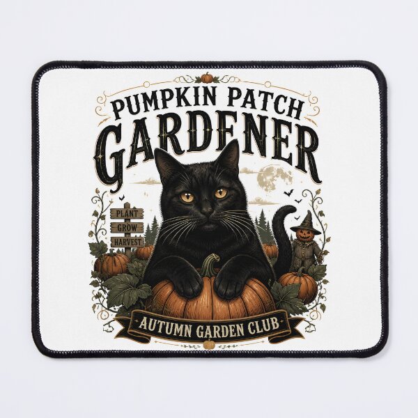 Item preview, Pumpkin Patch Gardener Black Cat Halloween Retro Poster designed and sold by LiviuGligoros.