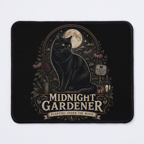 Item preview, Midnight Gardener Black Cat Halloween Retro Poster designed and sold by LiviuGligoros.
