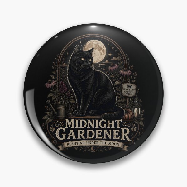 Item preview, Midnight Gardener Black Cat Halloween Retro Poster designed and sold by LiviuGligoros.
