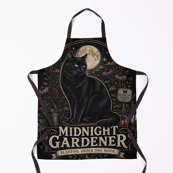 Item preview, Midnight Gardener Black Cat Halloween Retro Poster designed and sold by LiviuGligoros.