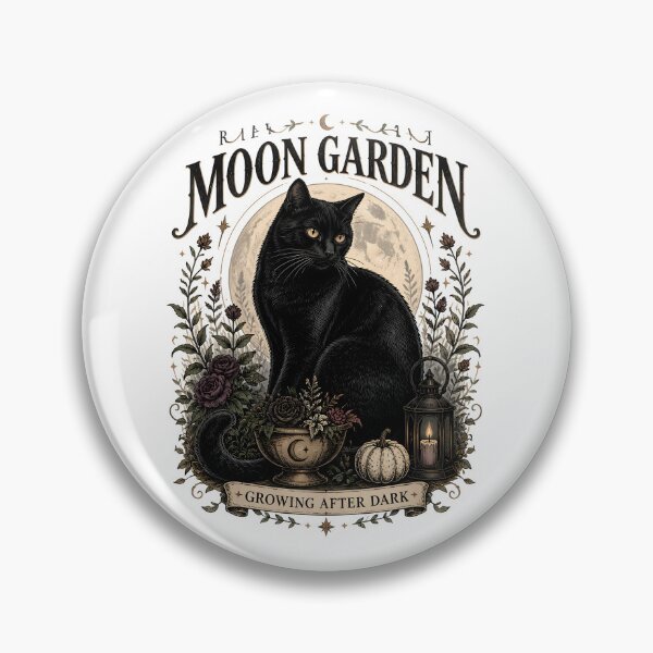 Item preview, Black Cat Moon Garden Black Cat Halloween Gothic Storybook Art designed and sold by LiviuGligoros.