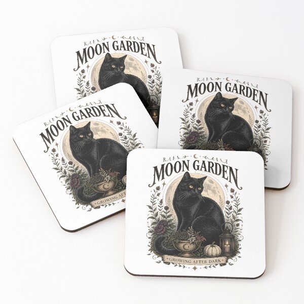 Item preview, Black Cat Moon Garden Black Cat Halloween Gothic Storybook Art designed and sold by LiviuGligoros.