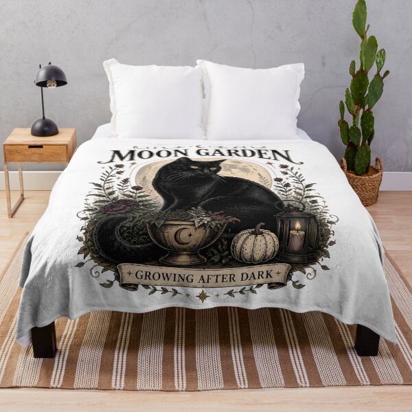 Item preview, Black Cat Moon Garden Black Cat Halloween Gothic Storybook Art designed and sold by LiviuGligoros.