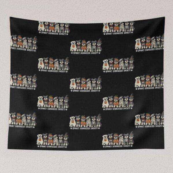 Item preview, Cute Funny Spooky Schnauzer Society Boo Skeleton Dog Ghosts designed and sold by RealestInternet.