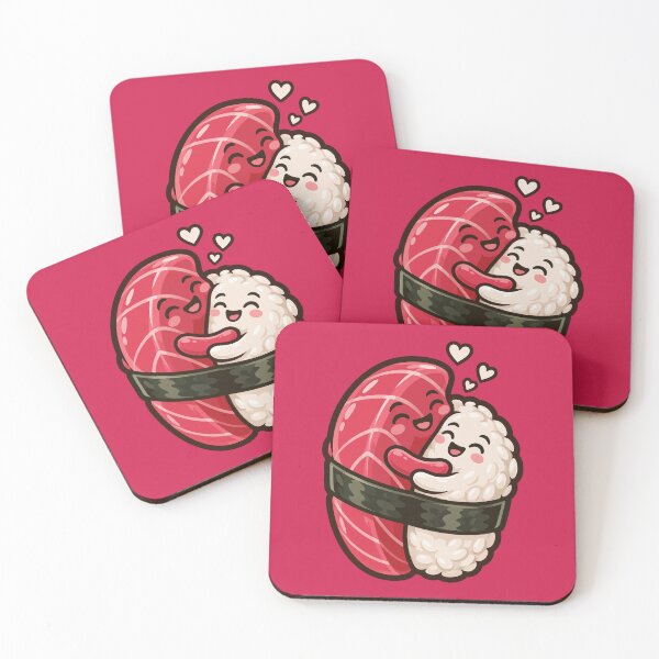 Item preview, Cute Sushi Hugging Couple – Kawaii Tuna & Rice Love Food Illustration designed and sold by Leeded.