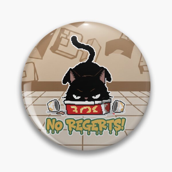 Item preview, No Regerts! Grumpy Black Cat Fast Food Cartoon designed and sold by Taridesign.