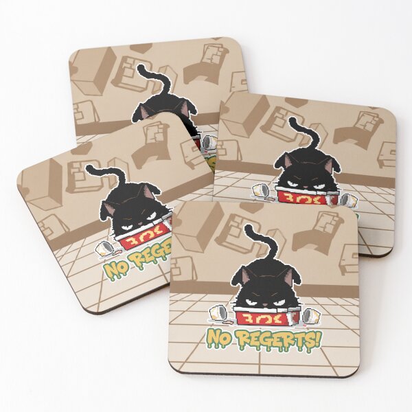 Item preview, No Regerts! Grumpy Black Cat Fast Food Cartoon designed and sold by Taridesign.