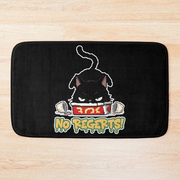 Item preview, No Regerts! Grumpy Black Cat Fast Food Cartoon designed and sold by Taridesign.