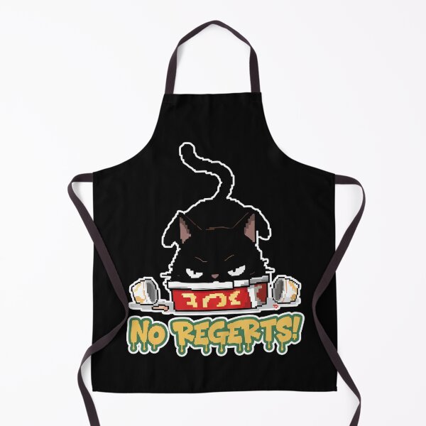 Item preview, No Regerts! Grumpy Black Cat Fast Food Cartoon designed and sold by Taridesign.