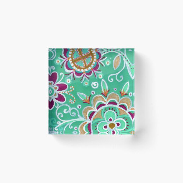 Item preview, Mint Green Folk Floral Mandala designed and sold by Fani*.