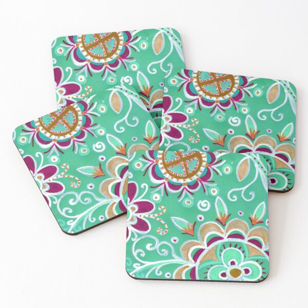 Item preview, Mint Green Folk Floral Mandala designed and sold by Fani*.