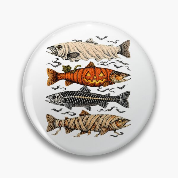 Item preview, Halloween Trout Fish Ghost Pumpkin Skeleton Mummy designed and sold by Pider-Vampire.
