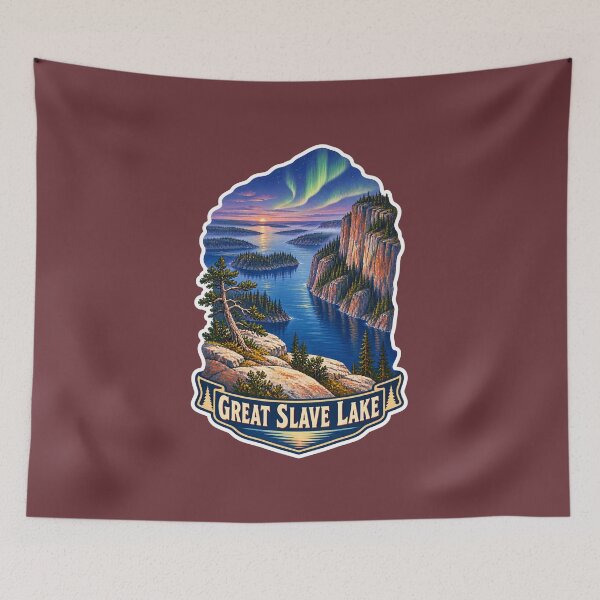 Item preview, Great Slave Lake Vintage Canadian Northern Lights Print designed and sold by PinUpPizzazz.