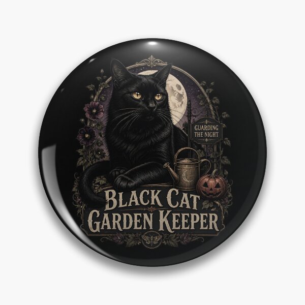 Item preview, Black Cat Garden Keeper Black Cat Halloween Gothic Storybook Art designed and sold by LiviuGligoros.