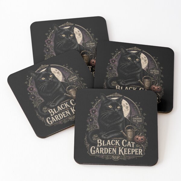Item preview, Black Cat Garden Keeper Black Cat Halloween Gothic Storybook Art designed and sold by LiviuGligoros.